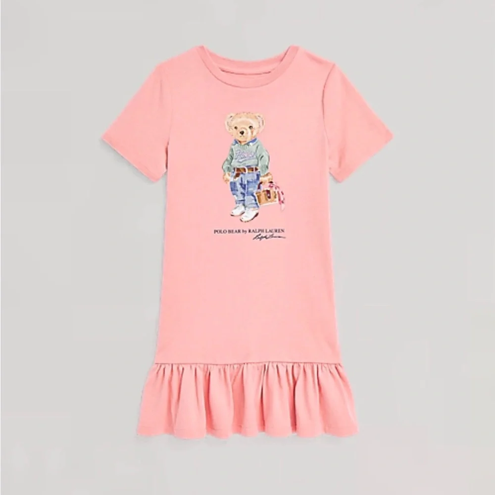 Ralph Lauren Pink Polo Bear Ruffle-Hem dress